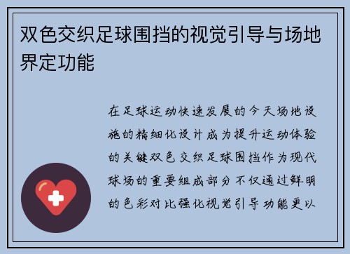 双色交织足球围挡的视觉引导与场地界定功能